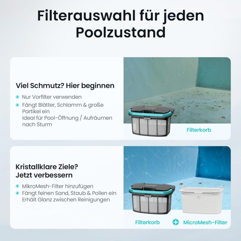 AIPER Scuba X1 Poolroboter, WavePath 3.0 Navigation, mit verbesserter Akkuleistung und bis zu 25.200 L/h Saugkraft, horizontale Wasserlinienreinigung, poolsauger akku Ideal für Pools bis zu 200㎡, Blau