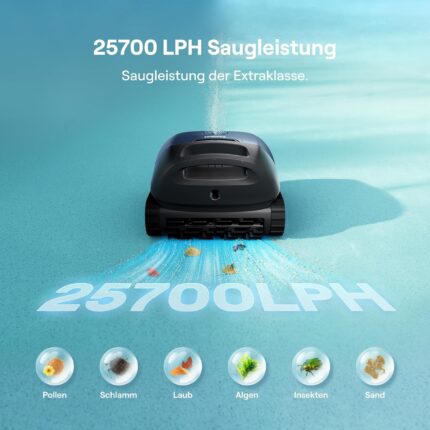 Beatbot (2026 Neu) Sora 10 Poolroboter Boden und Wand, Reinigt Wasserlinie & Plattformen, 25700 LPH Saugleistung, smartes Parken an der Waaaerlinie, 5L Filterkorb, bis zu 5 Std. Laufzeit, Tiefblau