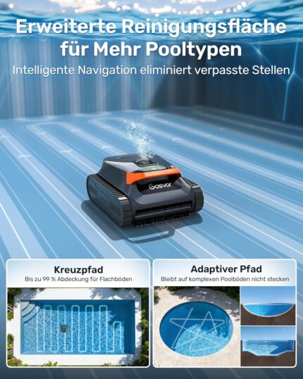 (2026 Upgrade) Gosvor LiteVac G1 4‑in‑1 Poolroboter für Wand, Boden, Wasserlinie und Flachzone, 3μm Ultrafeinfilter, bis zu 200 Min. Laufzeit, nur 6,9 kg, für Pools bis zu 200 m²