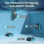 AIPER Scuba X1 Poolroboter, WavePath 3.0 Navigation, mit verbesserter Akkuleistung und bis zu 25.200 L/h Saugkraft, horizontale Wasserlinienreinigung, poolsauger akku Ideal für Pools bis zu 200㎡, Blau