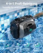 WYBOT C1 pool robot with battery Intelligent route planning, fully automatic pool cleaner floor, waterline, and wall cleaning, powerful triple motor runs for 150 minutes, 150 ㎡-Grau