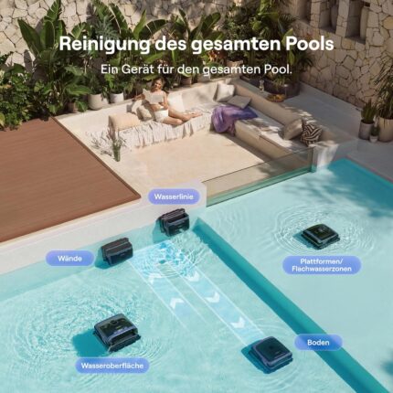 Beatbot (2026 Neu) Sora 70 Poolroboter, Poolsauger Akku Boden und Wand 4-in-1 Komplettreinigung, 25700 LPH, smartes Parken an der Oberfläche, 6L Fassungsvermögen, 10000 mAh Akku, bis zu 300 m², blau